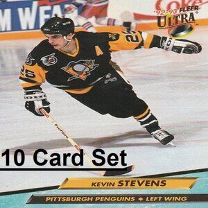 Kevin Stevens Pittsburgh Penguins NHL Hockey Card Collection  - 10 Card Set